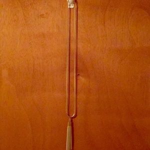 Long tan leather tassel necklace